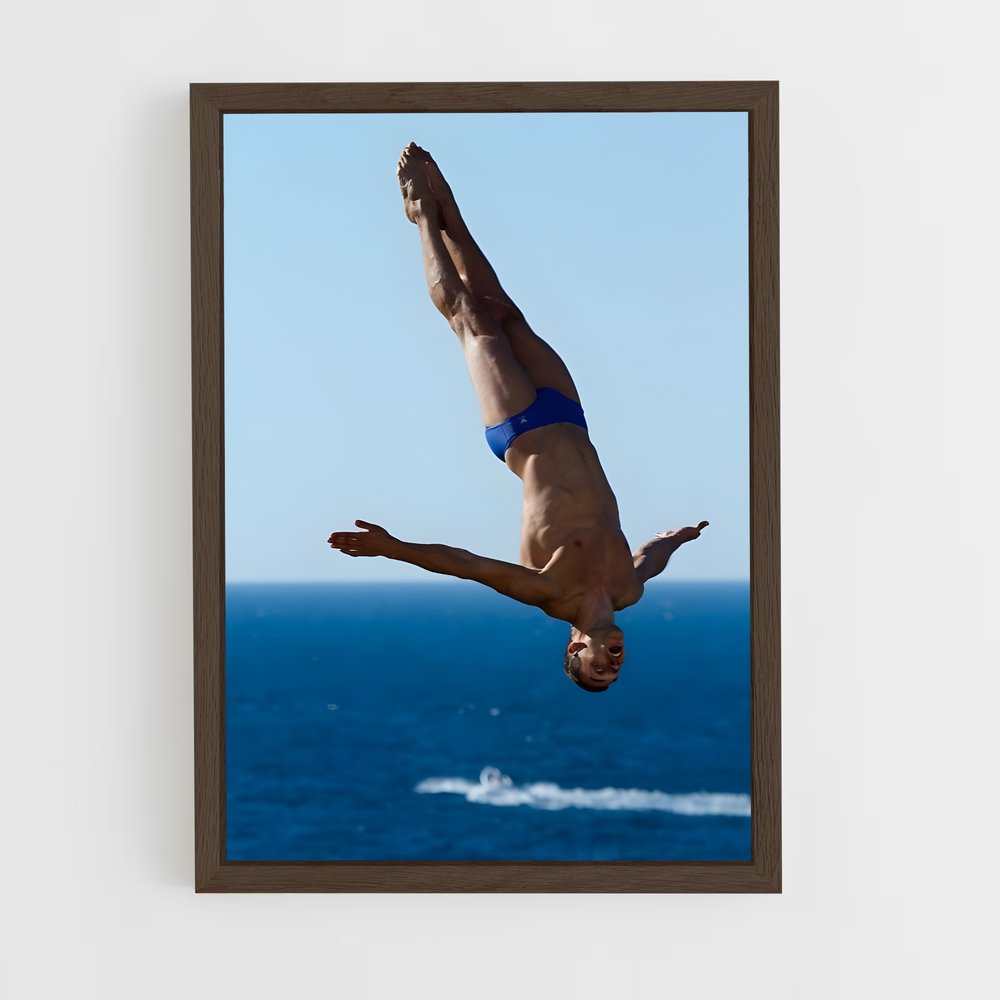Poster Plongée Émeraude – affiche Plongeon depuis une plateforme (vue 5)